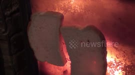 How to use a fire place to toast bread