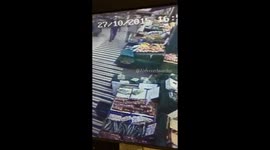 Man falling randomly synchronising with office radio