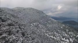 Watch aerial footage of Ithaca Greece covered in snow