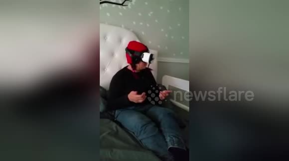 Woman freaks out while playing virtual reality ghost game