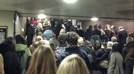 Anti trump Protesters block up bond street station