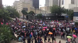 San Diego trump protesters part crowd for ambulance 