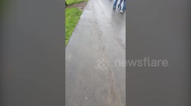 Hilarious moment drunken man falls off a segway and watches it roll into a river