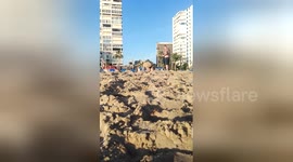 Newsflare Edit - Drunk fat british man at Levante Beach, Benidorm! Part 2