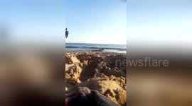 Newsflare Edit - Drunk fat british man at Levante Beach, Benidorm! Part 1