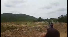 Rpg shot at oil drum in Cambodia 