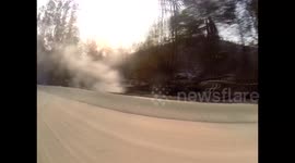 A road in pickup and Gopro after the big fire in Chile