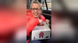 Strangers surprise ten-year-old girl with pet gerbil and she gets seriously emotional