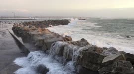 Huge waves in Peniche Portugal