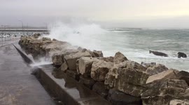 Huge waves in Peniche Portugal